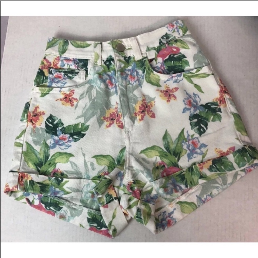 American Apparel Floral High Waist Shorts